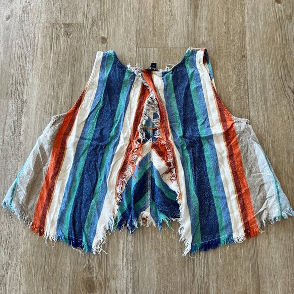 Womens Indigo Rein Multicolored Stripe Open Back Tank Top - XL - Picture 4 of 7